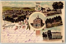 91757 W8830 Treuchtlingen 1898 Lithographie Rathaus Burgruine Schloß Wappen Verlag Ottmar Zieher-München