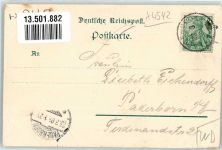 49545 W4542 Tecklenburg 1901 Gebrauchsspuren Hotel zu den Drei Kronen Landratsamt Hexenküche Altes Schloßtor Lithographie
