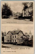 2124 Niederkreuzstetten 1912 Gebrauchsspuren Gasthaus Josef Withalm Bahnhof OT Neubau-Kreuzstetten