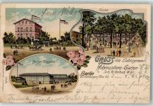 10115 O1020 Friedrichshain 1902 Gebrauchsspuren Etablissement Hohenzollern-Garten Pariser Tanzsalon Lithographie