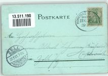 77723 W7614 Gengenbach 1901 Lithographie Marktbrunnen Rathaus Nikolaus-Turm Bahnpost Konstanz-Offenburg