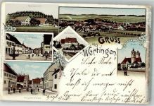 86637 W8857 Wertingen 1902 Lithographie Marktplatz Reutenhof Hauptstraße Schloss