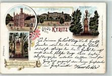 16866 O1910 Kyritz , Prignitz Lithographie Rathaus Kgl. Seminar Kriegerdenkmal Ehrenmal