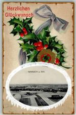 84359 W8346 Simbach a. Inn 1913 Prägedruck Kleeblatt Vogelbeeren