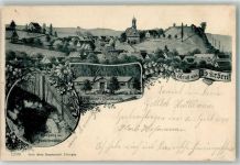 89522 W7920 Hürben Lithographie Charlottenhöhle-Eingang Gasthaus zur Charlottenhöhle