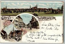 91438 W8532 Bad Windsheim 1900 Lithographie Am Markt Rothenburger Straße