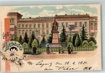 Liegnitz Legnica 1901 Lithographie Denkmal Friedrichplatz