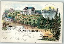 07639 O6532 Bad Klosterlausnitz 1899 Lithographie Kurhaus Klosterlausnitz Klosterkirche Schwanenteich
