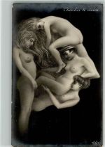 Gesichter Erotik Akt Cherchez le viveux Verlag E.L.D. Metamorphose Fotomontage AK