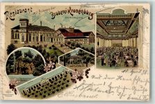 W4600 Dortmund Lithographie Brauerei Kronenburg Garten Halle Saal Musiktempel Brauerei Gebrauchsspuren