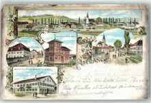 87648 W8955 Aitrang 1902 Gebrauchsspuren Haus Baumeister Keller Gasthaus zum Löwen Pfarrhof Litho