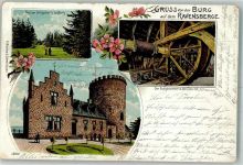 33829 W4807 Borgholzhausen 1909 Lithographie Burg Ravensberg Burgbrunnen Bergfried