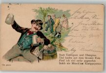 W8000 München Kur Kneipp, Bier ist besser Humor Vorläufer 1894 Lithographie / Künstlerkarte
