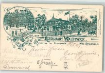 10115 W1000 Grunewald 1897 Lithographie Vorläufer Gasthaus Waldpark Straßenbahn