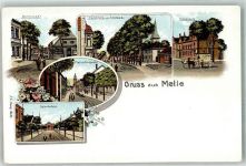 49324 W4520 Melle , Wiehengeb Lithographie Mühlenstrasse Bahnhofstrasse Marktplatz Rathaus Post Plettenbergerstrasse