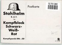 Stahlhelm Kampfblock schwarz weiß rot Kampfspende Propaganda WK II BOAKC