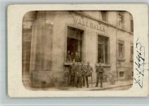 79379 W7840 Müllheim , Baden 1920 BOAKC Gasthaus Wallhalla Soldaten Verwundete Bahnpoststempel Nachporto Ort handschriftlich Privatfoto AK