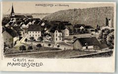 54531 W5562 Manderscheid , Eifel 1901 Lithographie Burgruine Oberburg