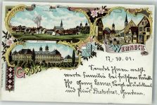 97440 W8727 Werneck 1901 Lithographie Psychiatrie'sche Anstalt Dorfstrasse Stadtwappen