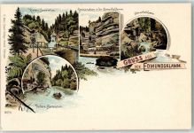 Decin Tetschen-Bodenbach Lithographie Bootstation Gasthaus Edmundsklamm Ruderboot