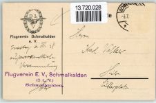 O6080 Schmalkalden Flugverein Einladung zur Versammlung Flugtag 1928 BOAKC