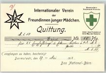 W6100 Darmstadt Quittung Deutscher National Verein Spende 1913