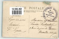 69000 Lyon 1906 Gebrauchsspuren Place Bellecour Voiture des Chevres Ziegen Wagen Kinder Fahne Schwarz-Weiß-Rot Mann Hut Stock