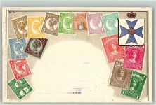 Briefmarkenabbildungen Queensland Wappen Blau Weiß Krone