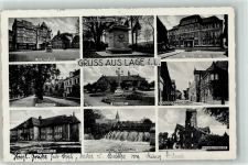 32791 W4937 Lage , Lippe - Marktplatz Eichenallee Kriegerehrenmal Technikum Bahnhof Langestraße Turnhalle Werre-Wasserfall Wilhelmsburg