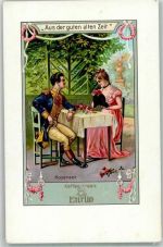 Enrilo Kaffee Ersatz Serie Aus der guten alten Zeit : Rosenzeit Poesie / Liebe Kaffeewerbung Lithographie / Künstlerkarte