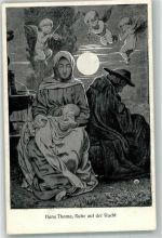 Ruhe auf der Flucht , Engel Thoma, H. Künstlerkarte