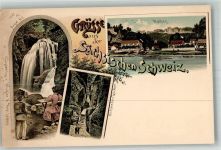 01824 O8324 Rathen Kurort , Sachs Gebrauchsspuren Lithographie Amsel Fall Schwedenlöcher