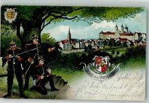 88250 W7987 Weingarten , Württ 1908 Gebrauchsspuren Wappen Soldaten