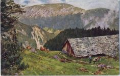 um 1910/20 - Elsaß, Vogesen, Melkerei Kerbholz, Kleiner Hohneck, Gaschneykopf, Kühe, Esel, Künstler-AK,Felix Luib,sign. C. Liebich