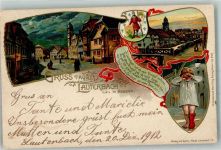 36341 W6420 Lauterbach Hessen 1912 Prägedruck Marktplatz im Mondschein Wappen Sage vom Strumpf Lauterbrücke Künstlerkarte Verlag Gustav Mandt