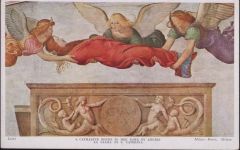Grablegung der St. Catharine durch Engel, Religion, Sarkophag, Fresken, Künstler-AK,Medici Society Ltd.,sign. Bernardino Luini Gemälde um 1910/20