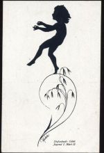 Künstler-Ak, -Göttl. Jugend I. Blatt 12-, Schattenbild, auf Blume tanzendes Kind,B. G. Teubner,sign. Diefenbach Diefenbach, K. W. um 1922