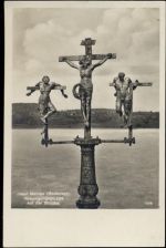78462 W7750 Insel Mainau um1930/40 - Insel Mainau (Bodensee), Kreuzigungsgruppe auf der Brücke, Jesus am Kreuz.,Emil Hartmann
