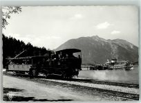 9521 Seespitz Foto AK Dampflokomotive Zahnradbahn Schiffstation
