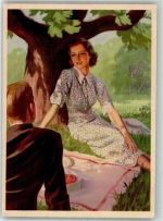 Frau Picknick Indanthren Gebrauchsspuren