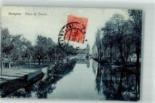 Saragossa Zaragoza 1917 Foto AK Playa de Torrero Marke Bildseitig