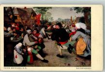 sign. Brueghel Peter D. Ä. Bauernkirmes Jahrmarkt Künstlerkarte