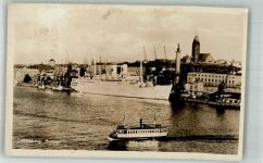 Göteborg Foto AK Hafen Dampfschiff Kirche Denkmal Säule