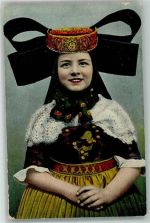 W3062 Bückeburg Junge Frau in landestypischer Volkstracht Ort lt. Verlag Kuhlmann Nr. 33 Trachten Schaumburg-Lippe 1913 Gebrauchsspuren