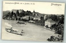 4360 Grein 1911 Foto AK Schloss Greinburg Dampfschiff