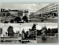 06842 O4500 Dessau , Anh - Ecke August-Bebel-Straße und Willy-Lohmann-Straße im Stadtpark mit Blick auf die Hauptpost Hochhäuser am Stadtpark Strandbad Adria