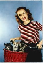 Frau mit Fahrrad Katze
