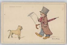 Felicien Philipp , Junge ließt Zeitung , Dogge Künstler