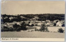 01458 O8103 Medingen b Dresden Gebrauchsspuren Ortsansicht, Fotokarte