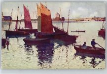 Ch.Cottet , Abendsonne , Hafen mit Segelbooten Künstler